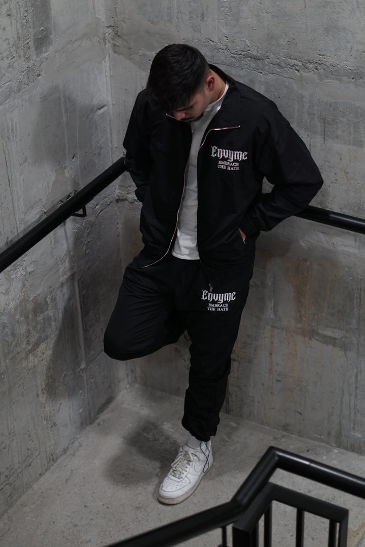 Black windbreaker set