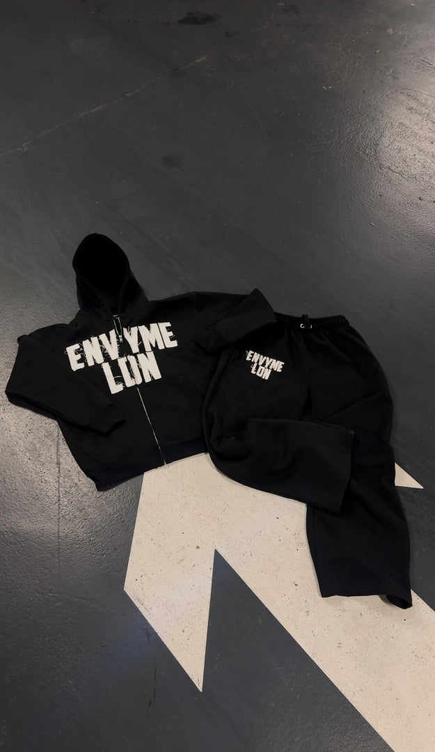 Distressed black tracksuit