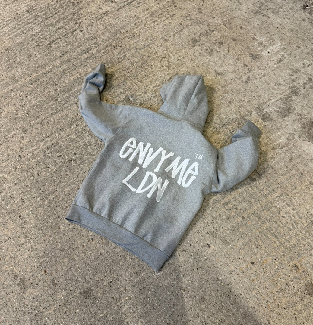 (B) Grey tag embroidery zip up